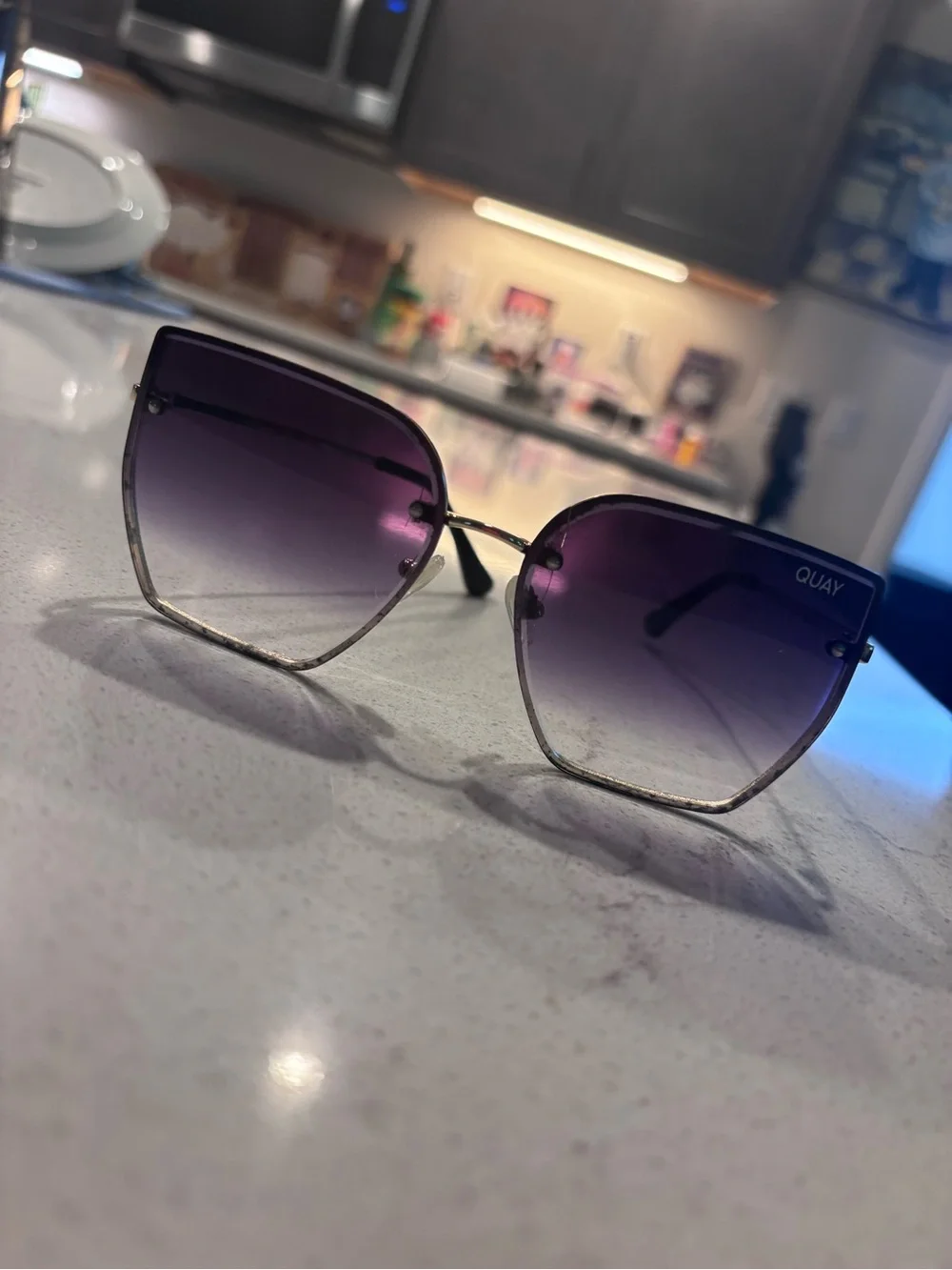 Quay Australia Gradient Black to Purple Oversized Square Sunglasses